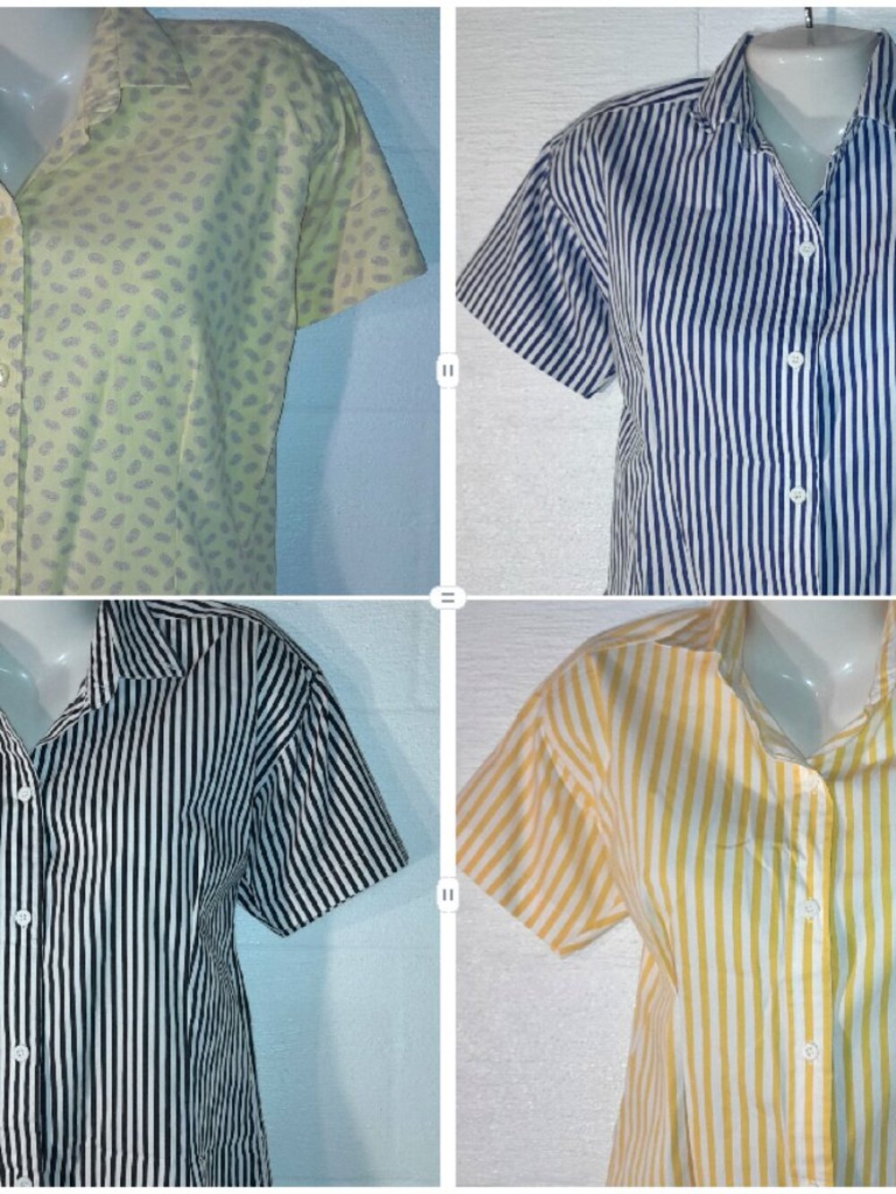 Set of 4 Vintage Forenza Sportwear Women's Short Sleeve Button Up Cotton Shirts